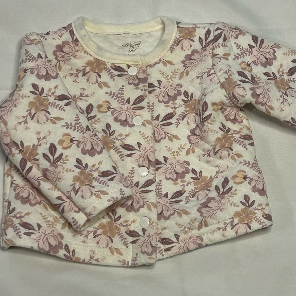 Le Top Bebe Floral Button Down Jacket‎ - Cream and Pink